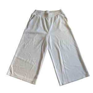 Cream Gaucho Ribbed Cropped Flare Pants Womens Size M